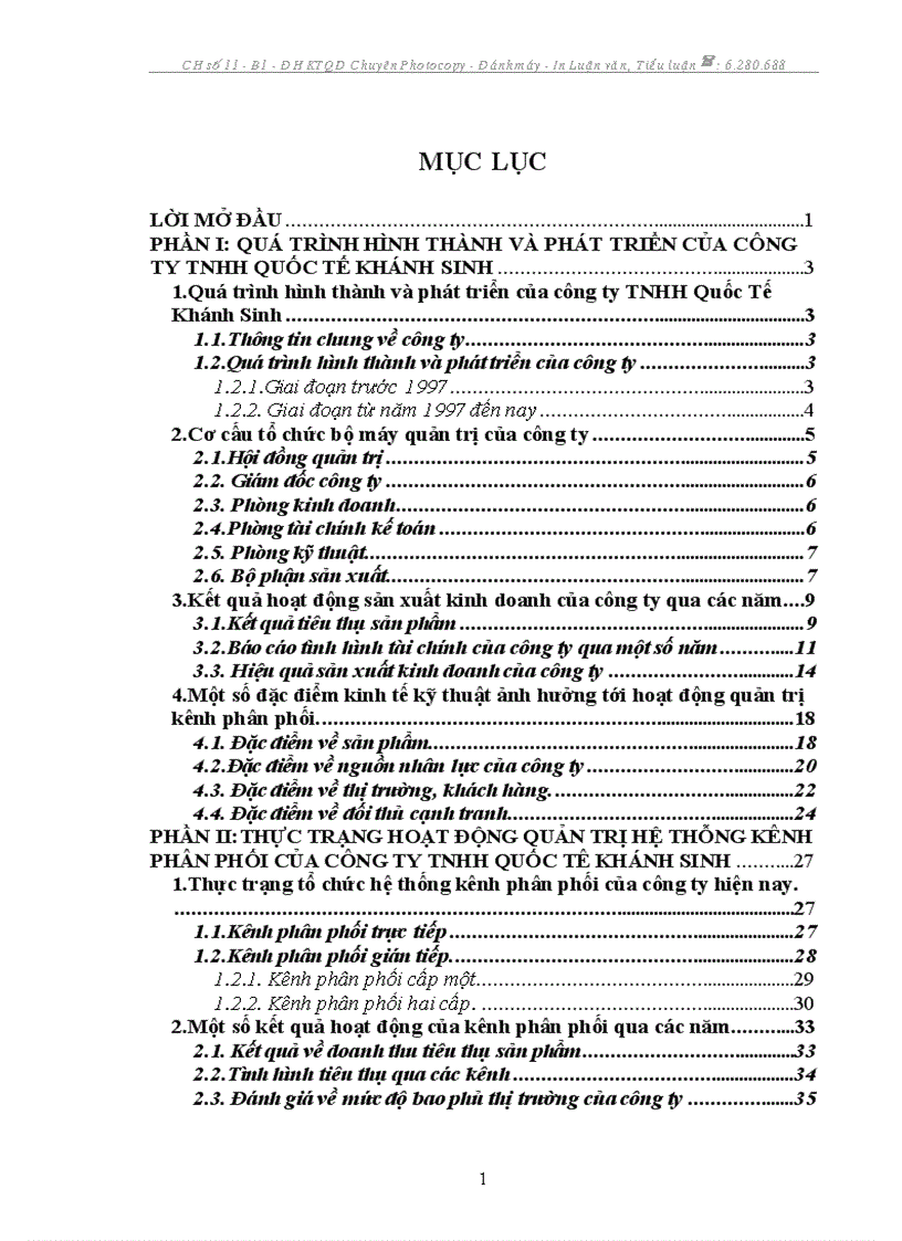 Hoàn thiện hoạt động quản trị hệ thống kờnh phõn phối tại cụng ty TNHH Quốc Tế Khỏnh Sinh