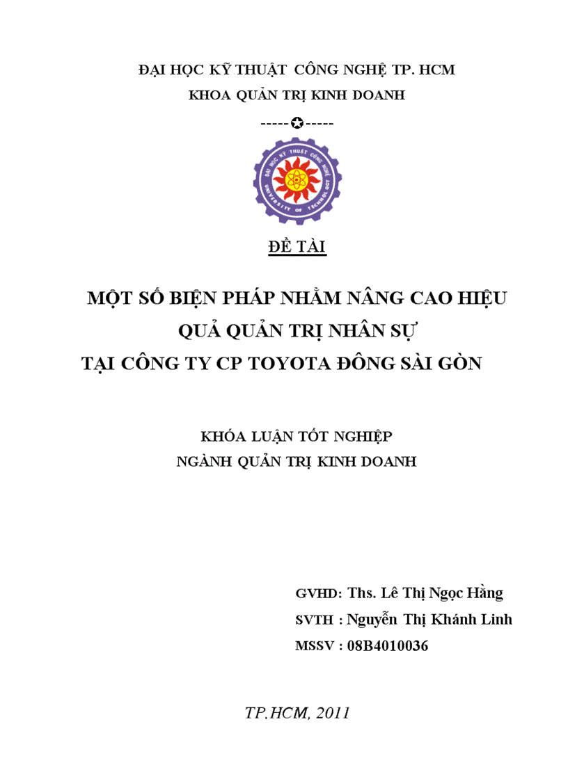 Một số biện pháp nhằm nâng cao quản trị nhân sự tại công ty CP Toyota Đông Sài Gòn