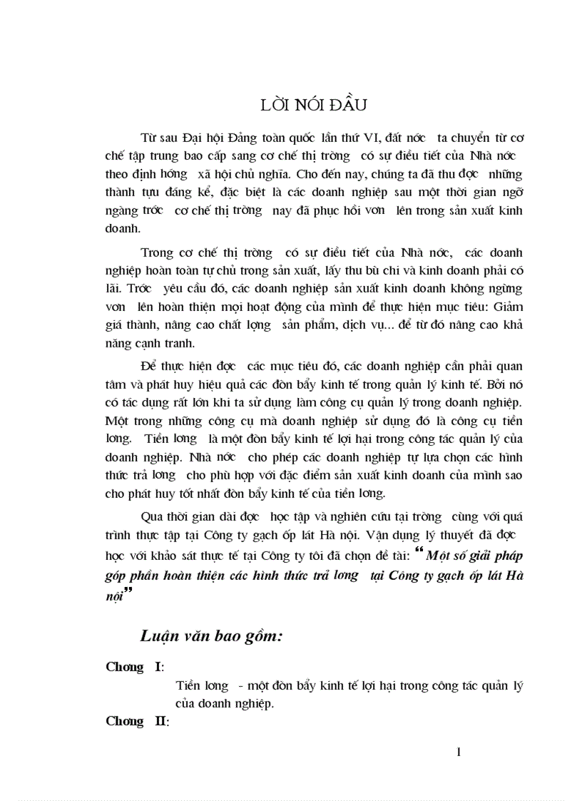 Hoàn thiện hình thức trả lương tại Công ty gạch ốp lát Hà Nội