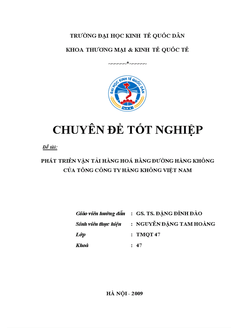 Phát triển vận tải hàng hoá bằng đường hàng không của tổng công ty hàng không việt nam