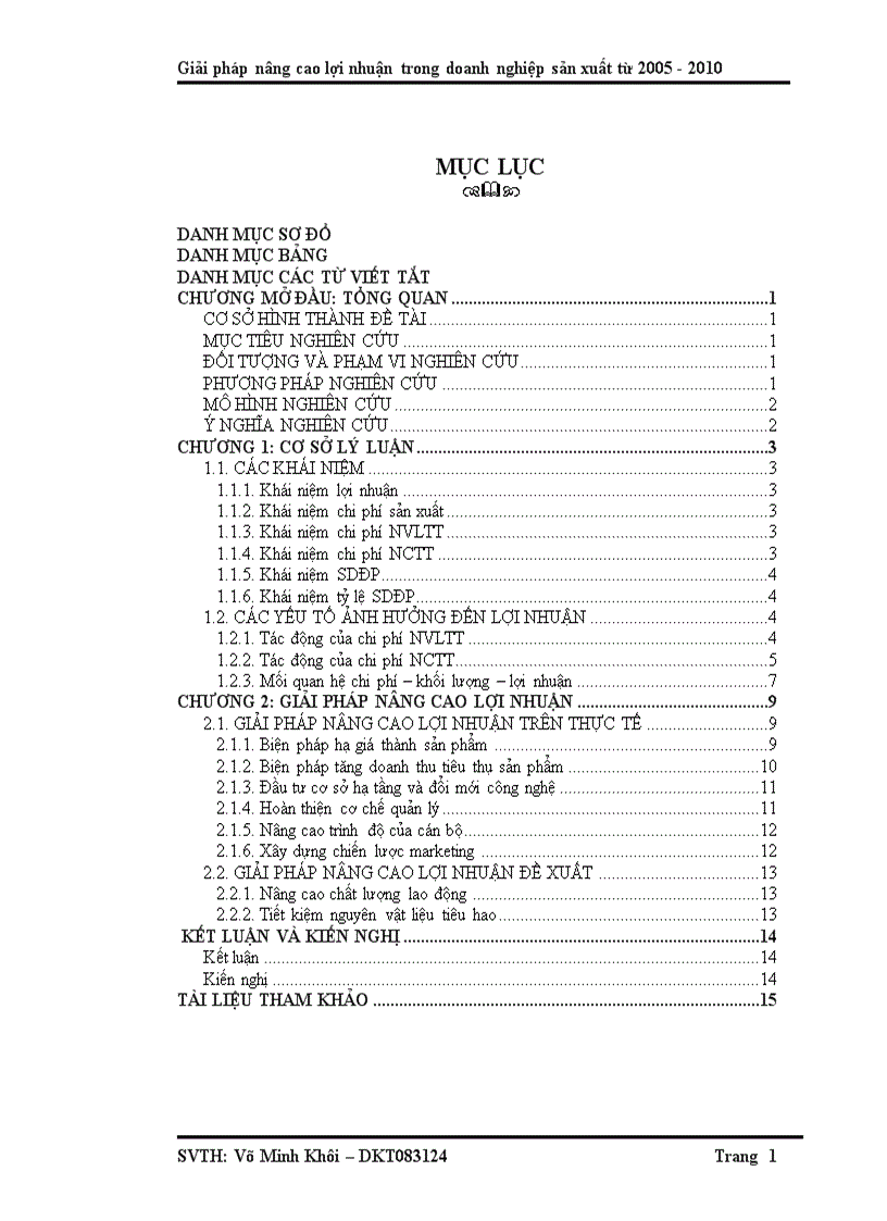 Giải pháp nâng cao lợi nhuận trong doanh nghiệp sản xuất từ 2005 2010
