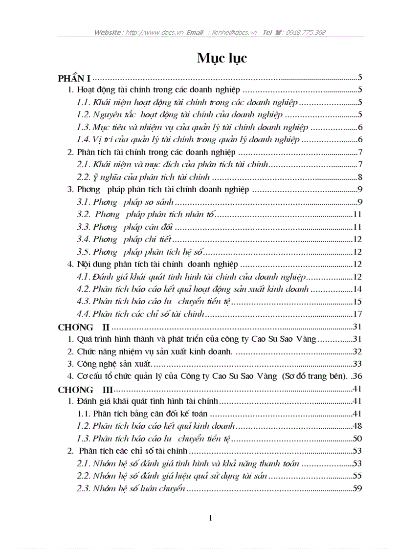 Ptích tình hình tài chính đề xuất 1 số biện pháp nhằm nâng cao hiệu quả hoạt động tài chính tại C ty Cao Su Sao Vàng