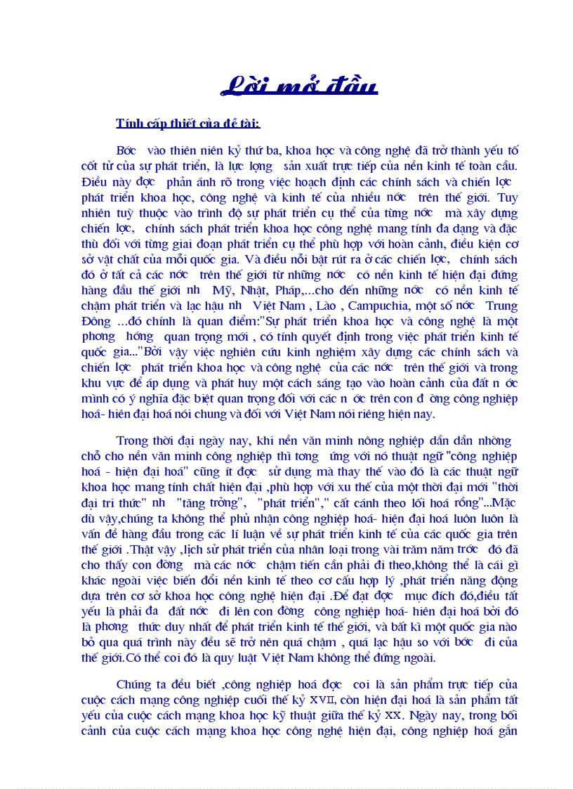 Khoa học và công nghệ là lực lượng sản xuất hàng đầu trong quá trình công nghiệp hoá hiên đại hoá ở nước ta