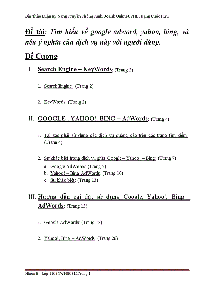 Tìm hiểu về google adword yahoo bing và nêu ý nghĩa của dịch vụ này với người dùng