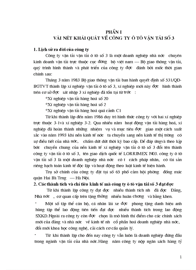 Thực trạng công tác hạch toán kế toán tại công ty ô tô vận tải số 3