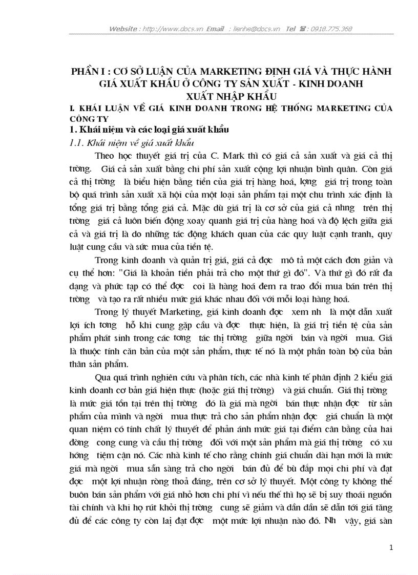 Thực trạng marketing định giá kinh doanh ở công ty dệt minh khai