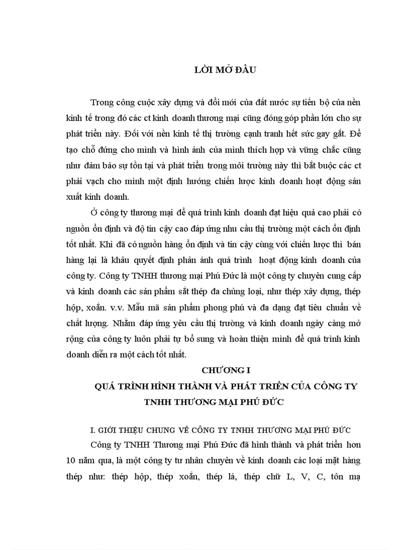 PHÂN TÍCH MỤC TIÊU PHƯƠNG HƯỚNG PHÁT TRIỂN HOẠT ĐỘNG KINH DOANH CỦA CÔNG TY TNHH thương mại Phú Đức