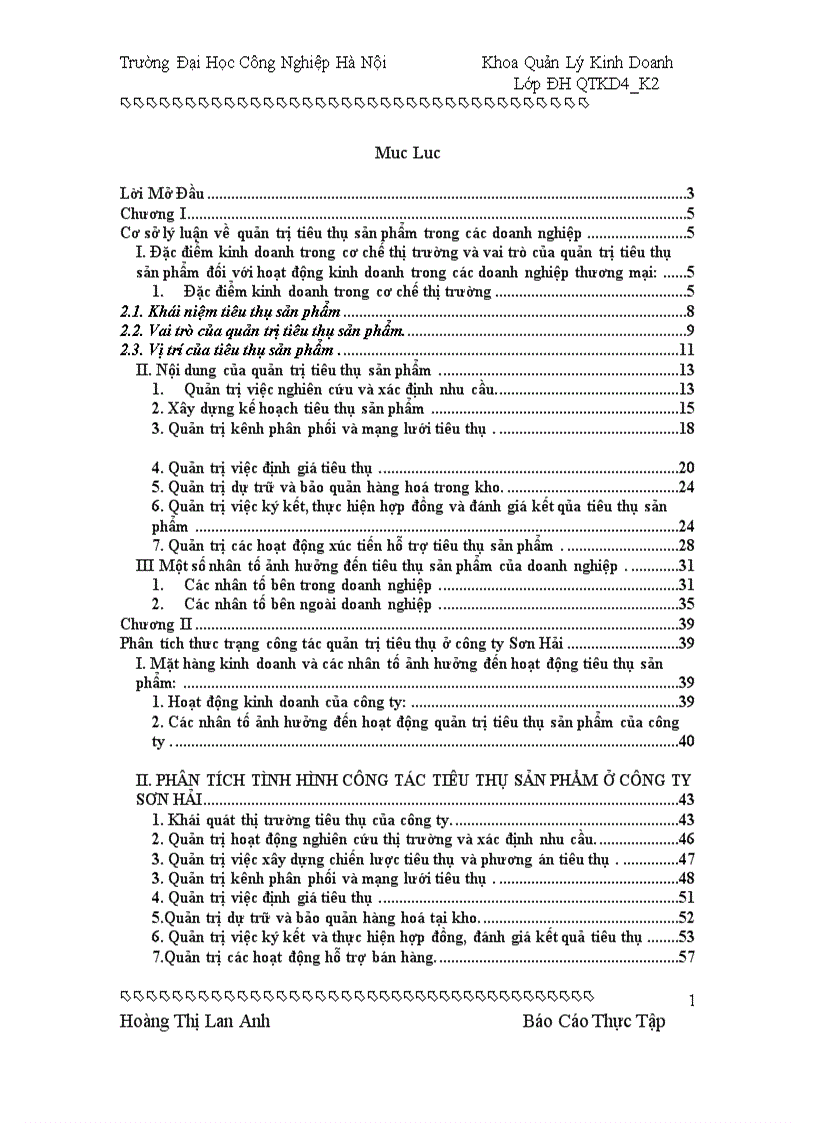 Một số biện pháp đẩy mạnh công tác quản trị tiêu thụ sản phẩm tại Công ty Sơn Hải