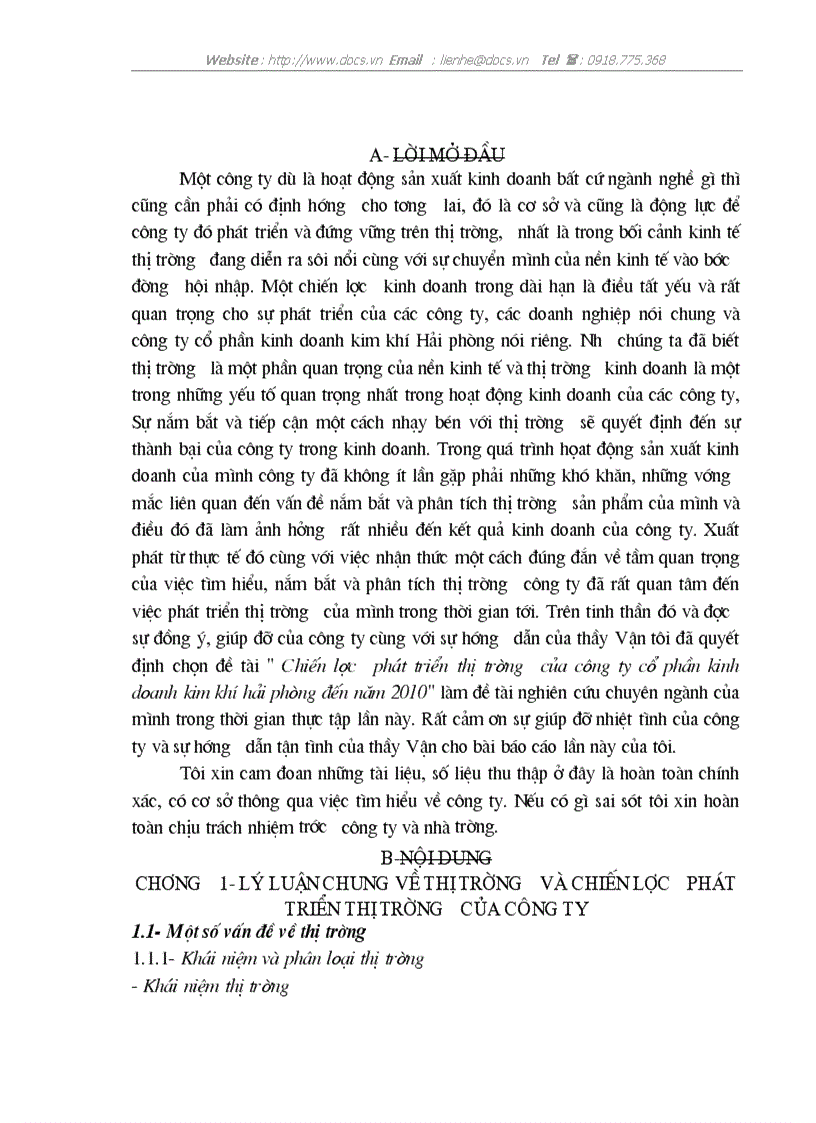 Chiến lược phát triển thị trường của công ty cổ phần kinh doanh kim khí hải phòng đến năm 2010