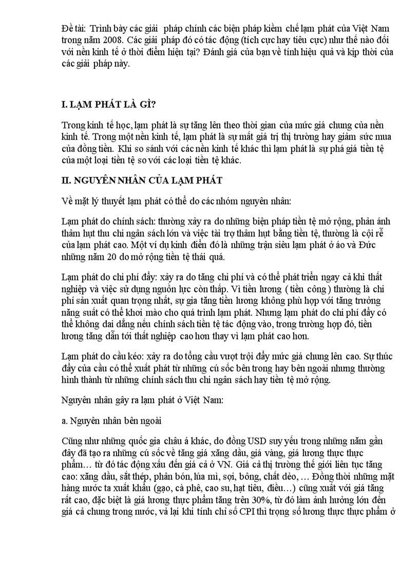 Trình bày các biện pháp kiềm chế lạm phát của Việt Nam trong năm 2008 và tác động của các biện pháp đó đối với nền kinh tế