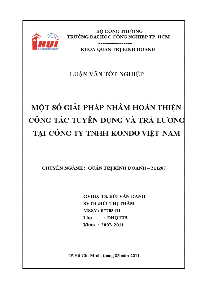 Một số giải pháp nhằm hoàn thiện công tác tuyển dụng và trả lương tại công ty tnhh kondo việt nam