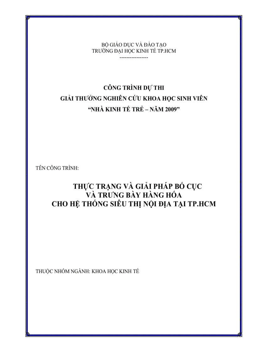 Thực trạng và giải pháp bố cục và trưng bày hàng hóa cho hệ thống siêu thị nội địa tại TP HCM