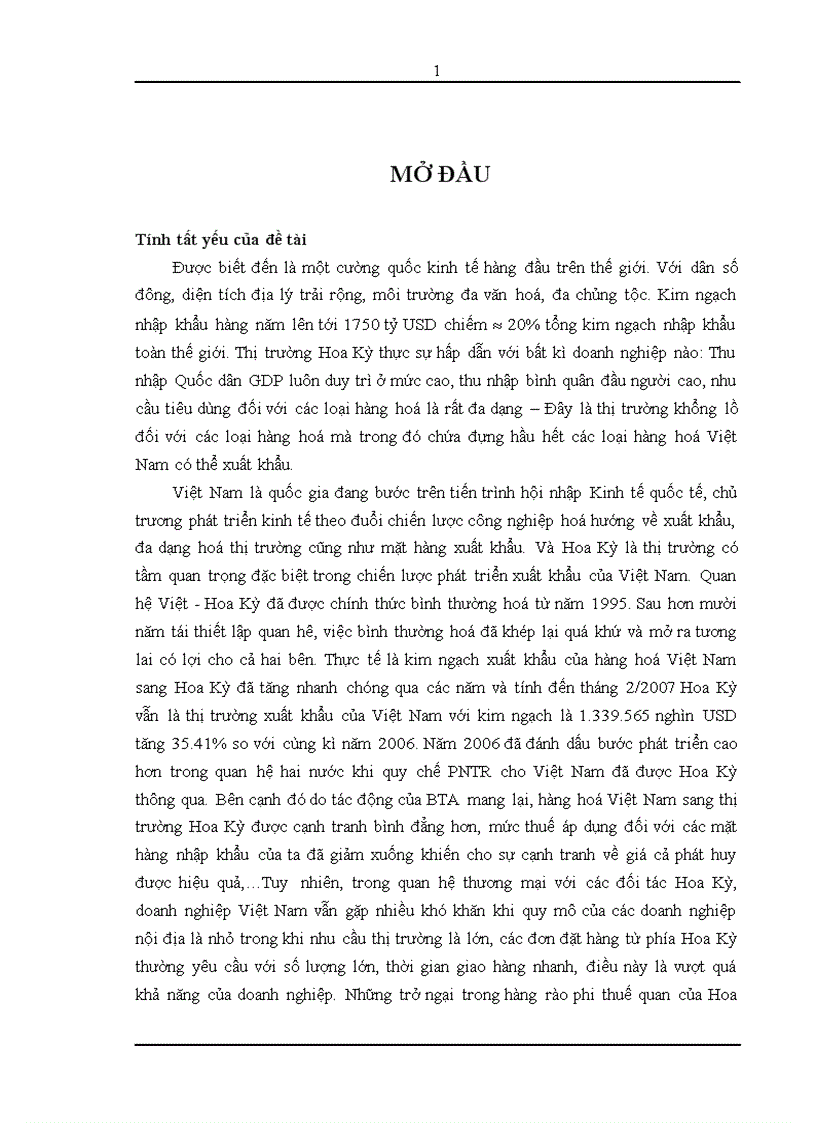 Giải pháp thúc đẩy xuất khẩu hàng hóa của Việt Nam sang thị trường Hoa Kỳ trong điều kiện hội nhập kinh tế quốc tế
