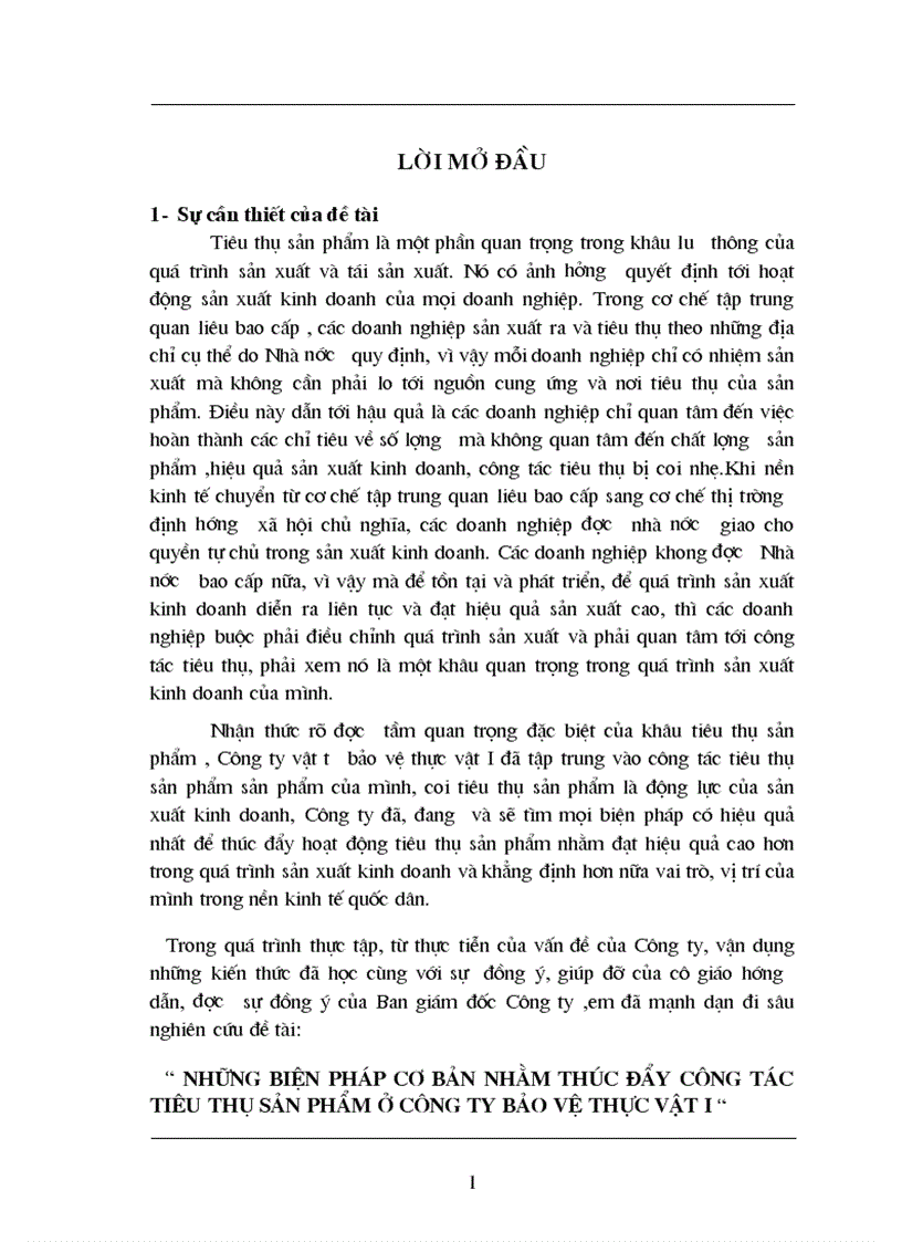 Những biện pháp cơ bản nhằm thúc đẩy công tác tiêu thụ sản phẩm ở công ty bảo vệ thực vật i