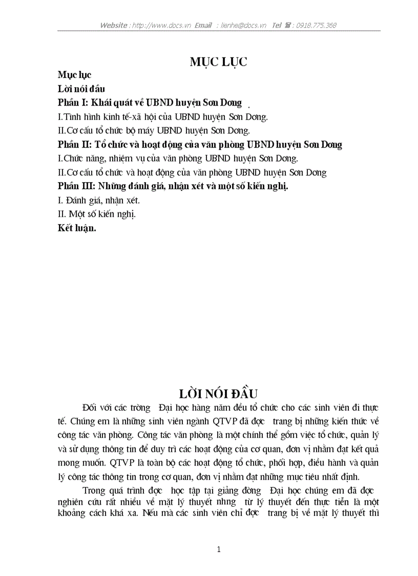 Tổ chức hoạt động của văn phòng UBND huyện Sơn Dương