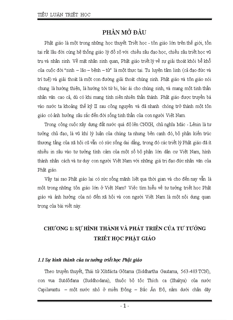 Tư tưởng triết học của phật giáo và sự ảnh hưởng của nó đến đời sống văn hóa tinh thần của người việt