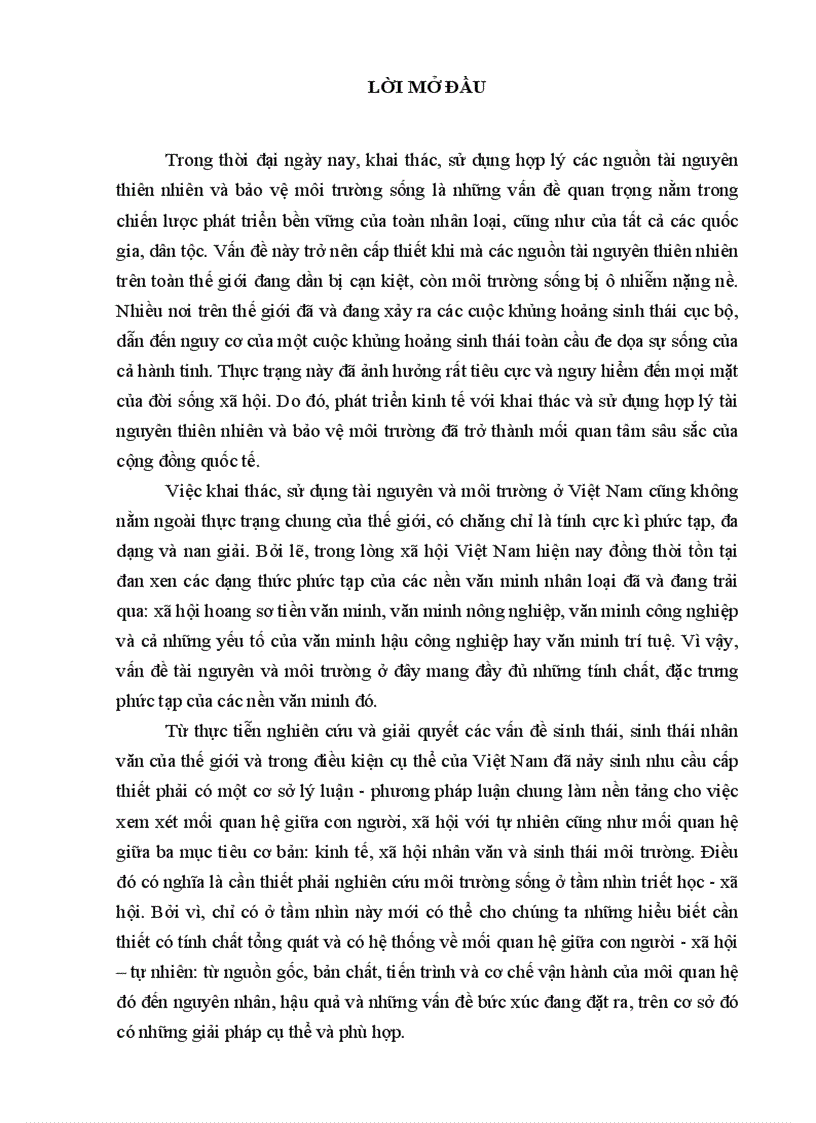 Phát triển kinh tế với bảo vệ môi trường sinh thái