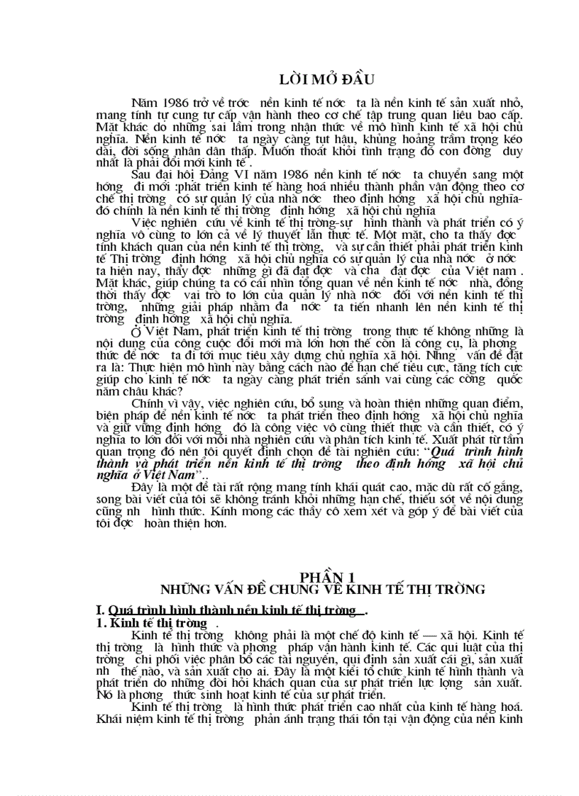 Quá trình hình thành và phát triển nền kinh tế thị trường theo định hướng xã hội chủ nghĩa ở Việt Nam