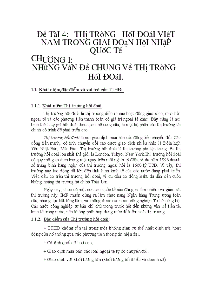 Thị trường hối đoái việt nam trong giai đoạn hội nhập quốc tế