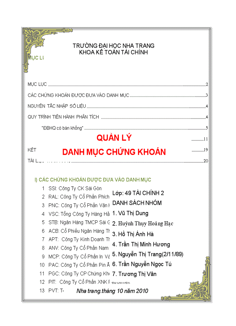 Quản lý danh mục chứng khoán