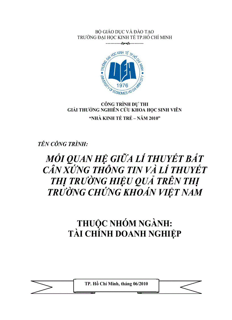 Mối quan hệ giữa lí thuyết bất cân xứng thông tin và lí thuyết thị trường hiệu quả trên thị trường chứng khoán việt nam