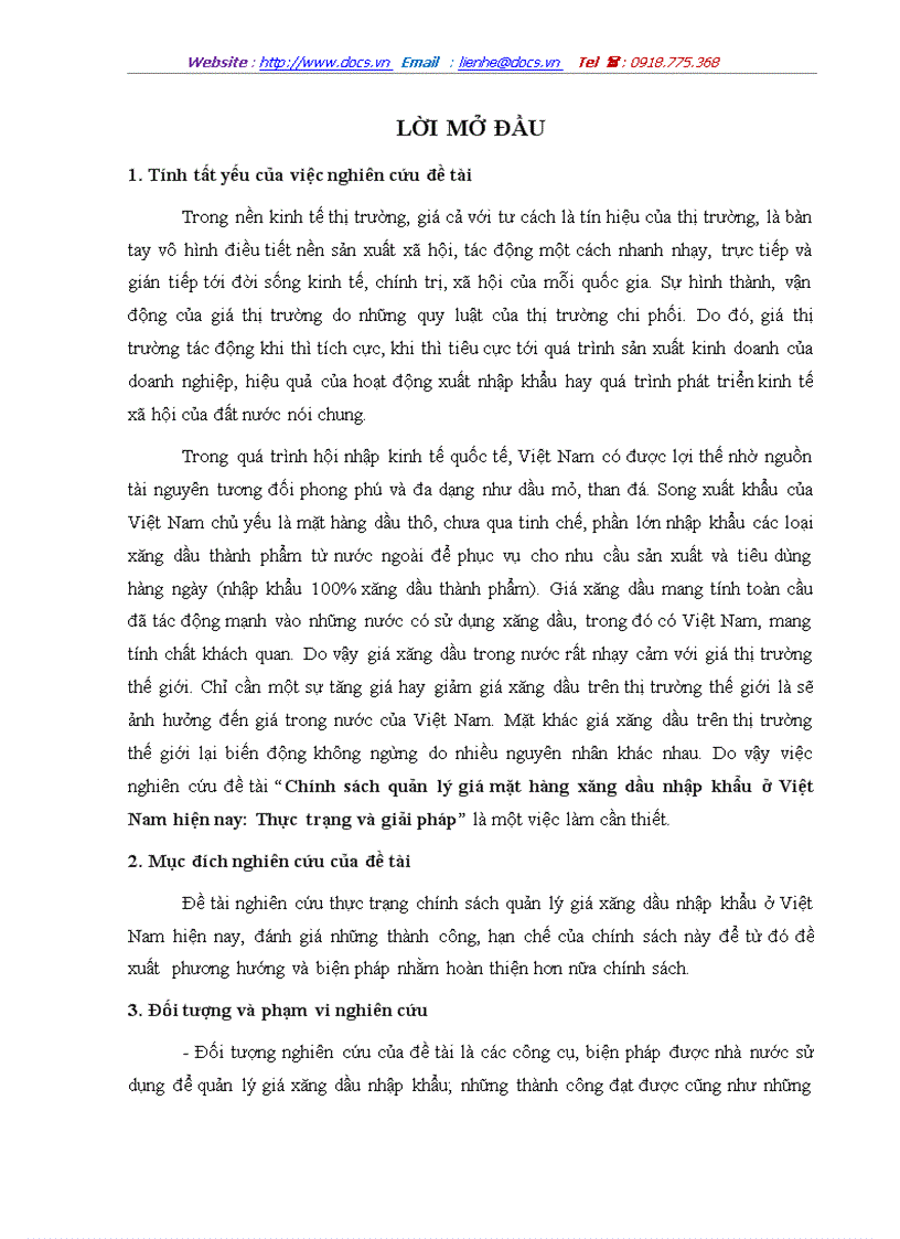 Chính sách quản lý giá mặt hàng xăng dầu nhập khẩu ở Việt Nam hiện nay Thực trạng và giải pháp
