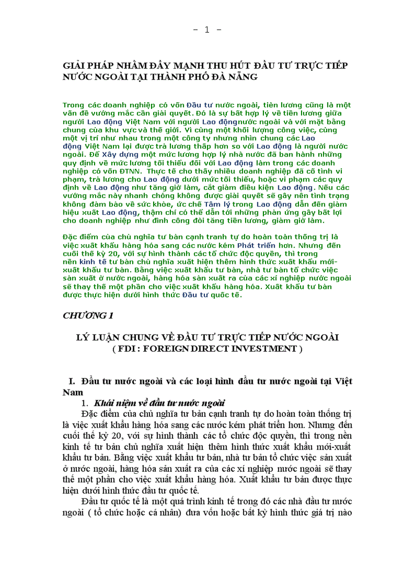 Giải pháp nhằm đẩy mạnh thu hút đầu tư trực tiếp nước ngoài tại thành phố đà nẵng