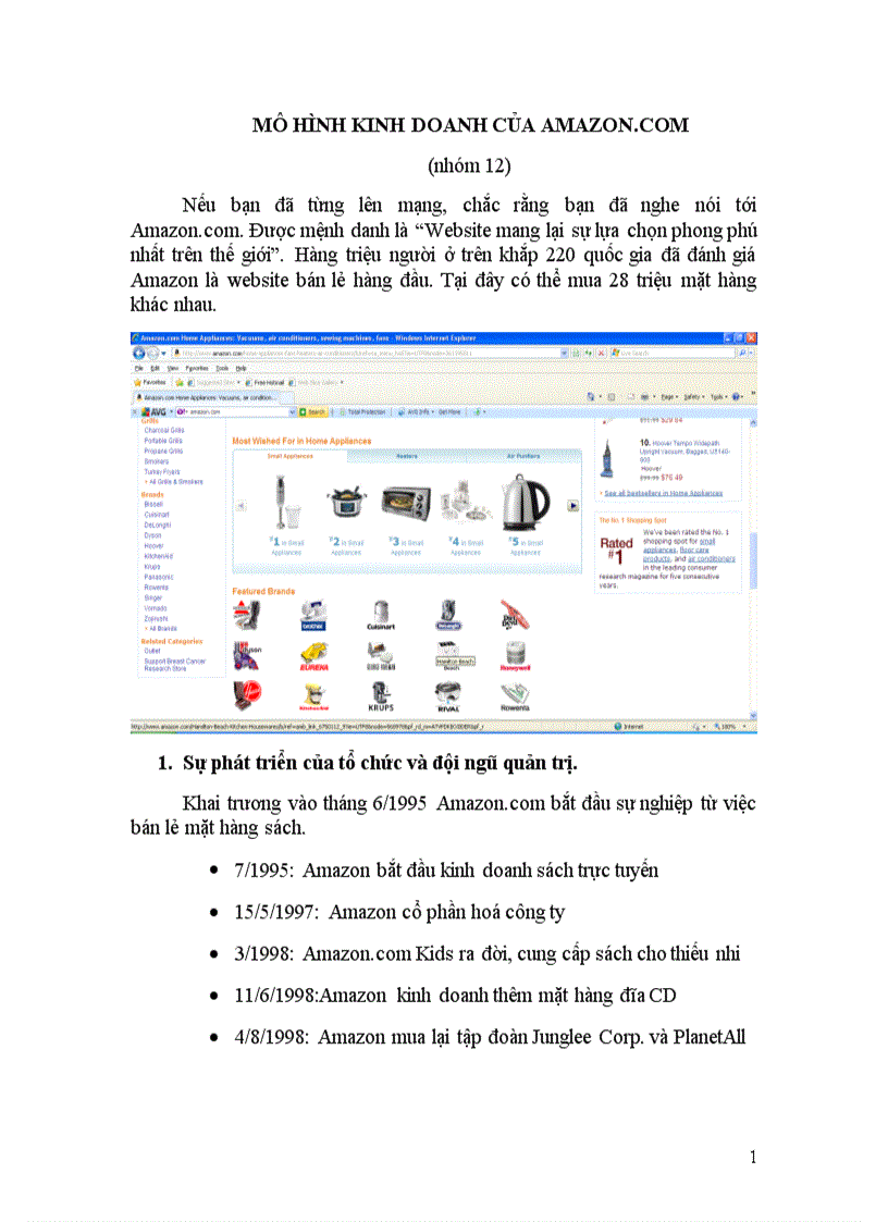 Mô hình kinh doanh của amazon com
