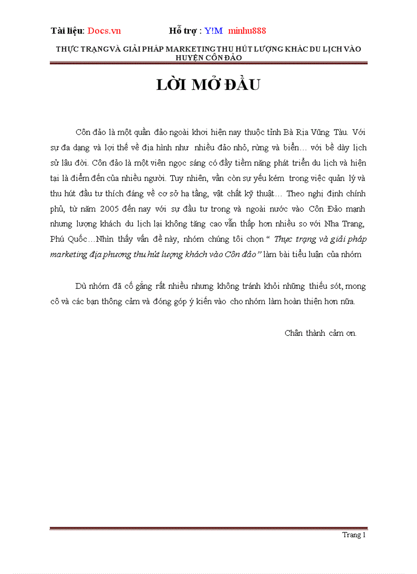 Thực trạng và giải pháp marketing địa phương thu hút lượng khách vào Côn đảo