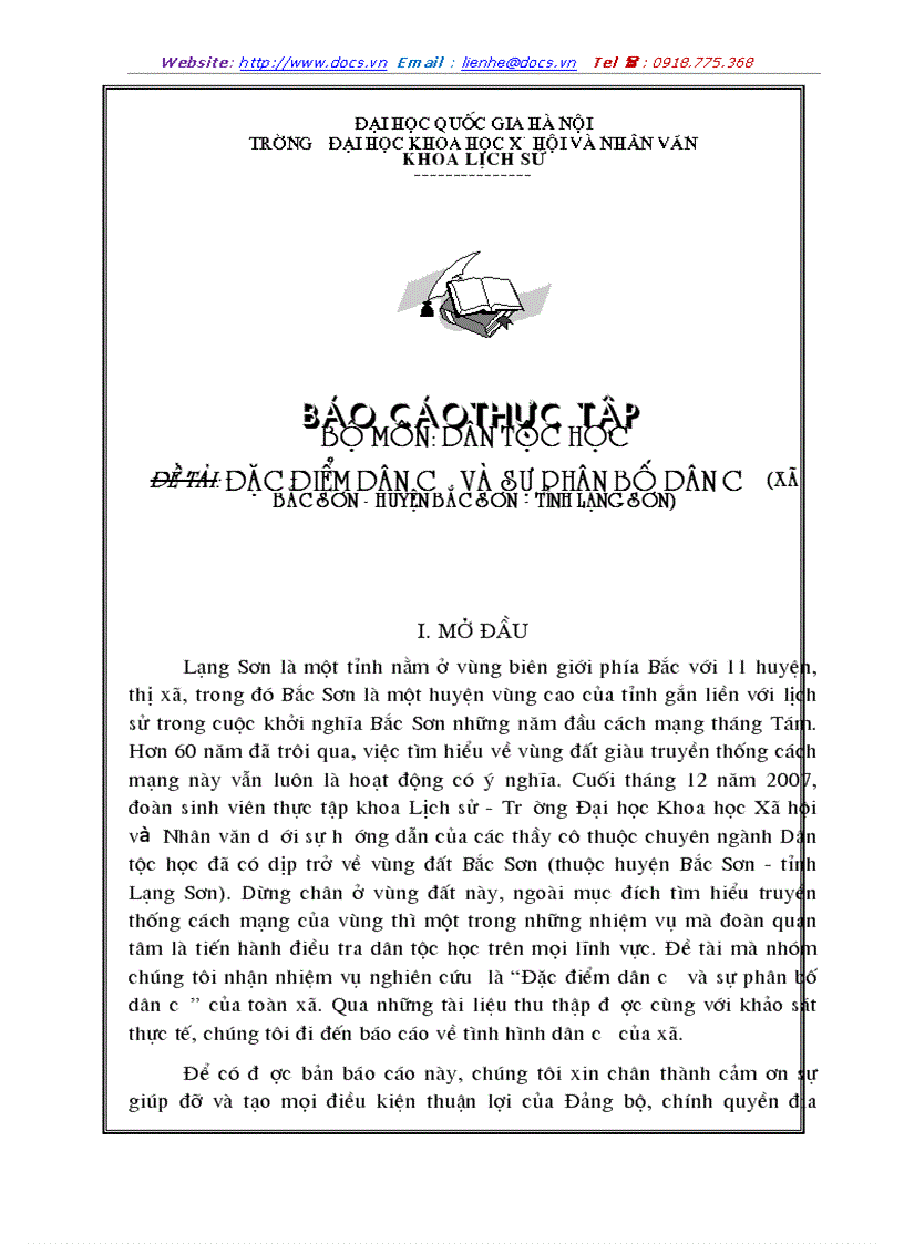Đặc điểm dân cư và sự phân bố dân cư xã bắc sơn huyện bắc sơn tỉnh lạng sơn