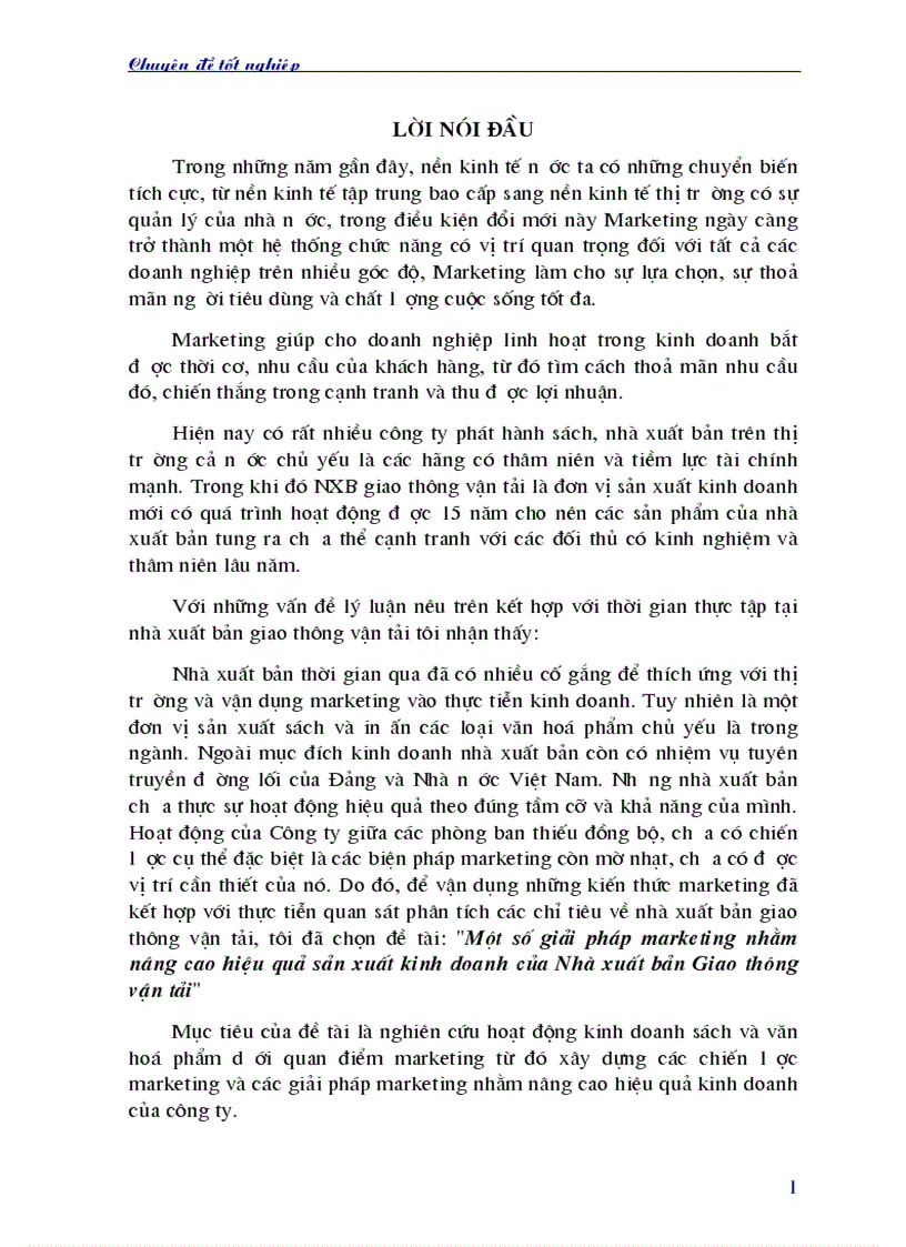Các giải pháp marketing nhằm nâng cao hiệu quả hoạt động sản xuất kinh doanh của nhà xuất bản giao thông vận tải