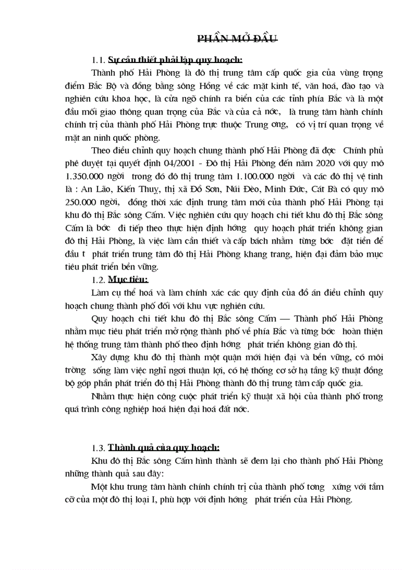 Cơ sở hình thành và phát triển khu đô thị Bắc sông Cấm