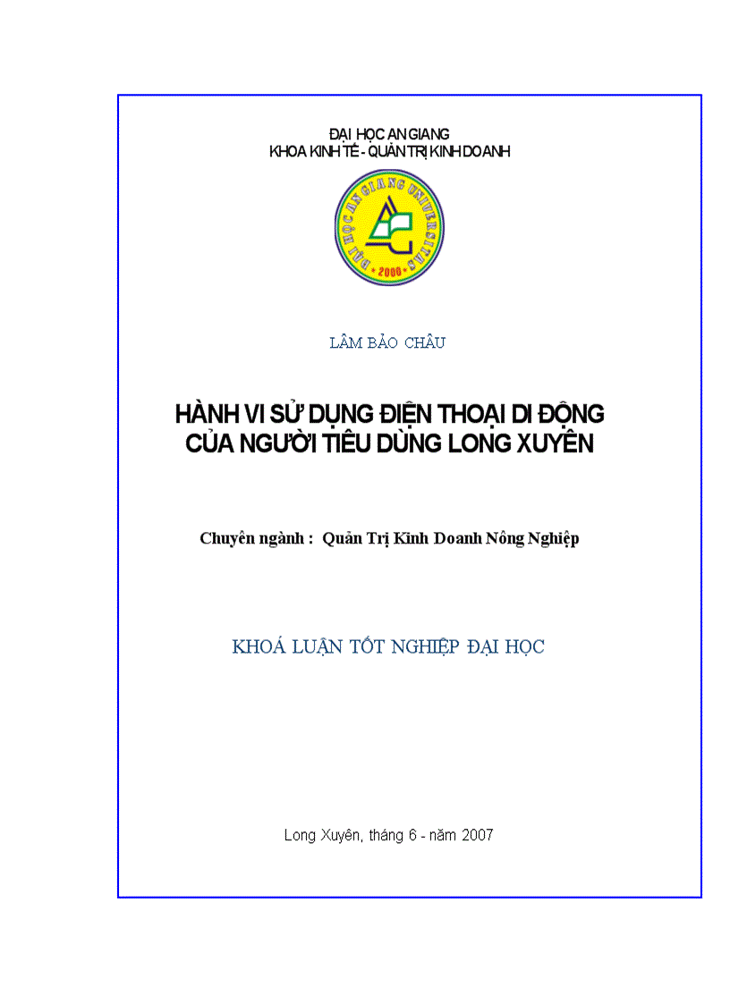 Hành vi sử dụng điện thoại di động của người tiêu dùng ở Long Xuyên