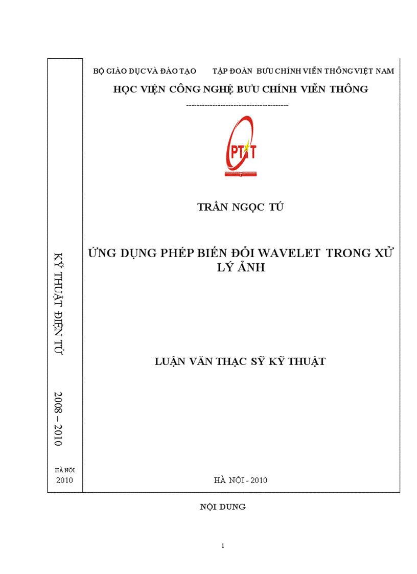 Ứng dụng phép biến đổi wavelet trong xử lý ảnh