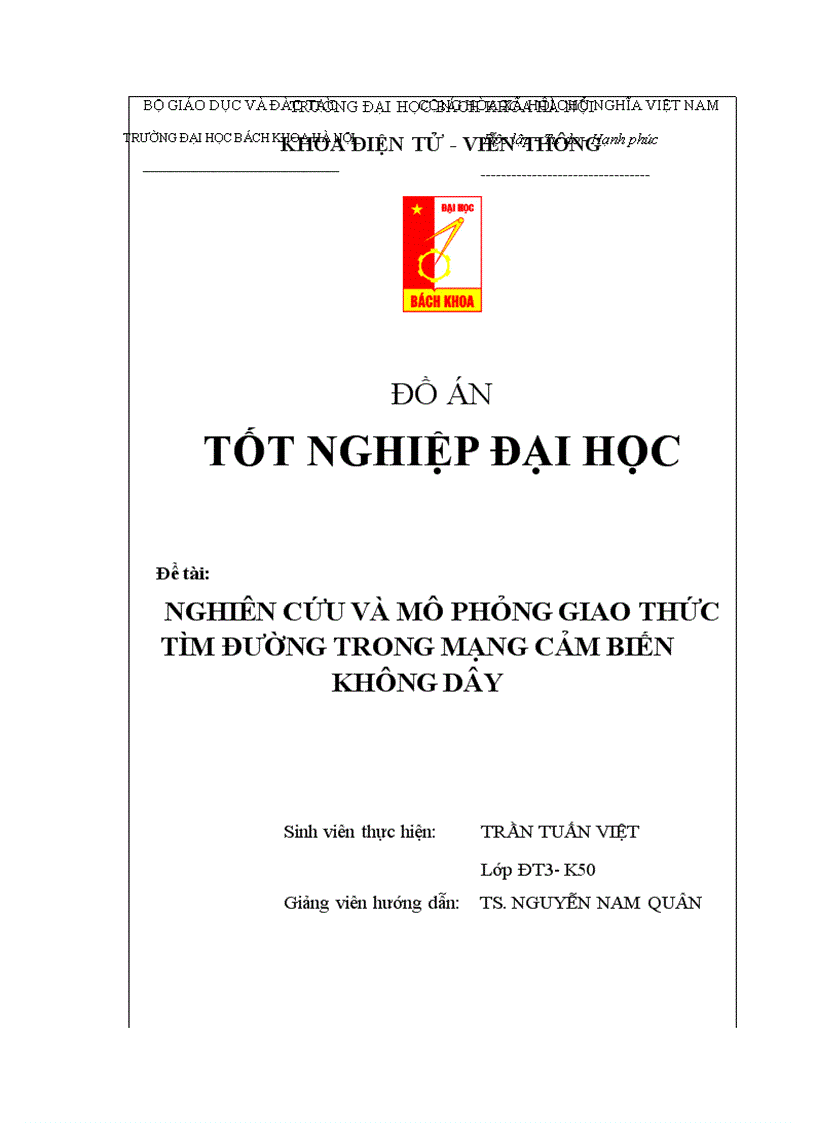 Nghiên cứu và mô phỏng giao thức tìm đường trong mạng cảm biến không dây