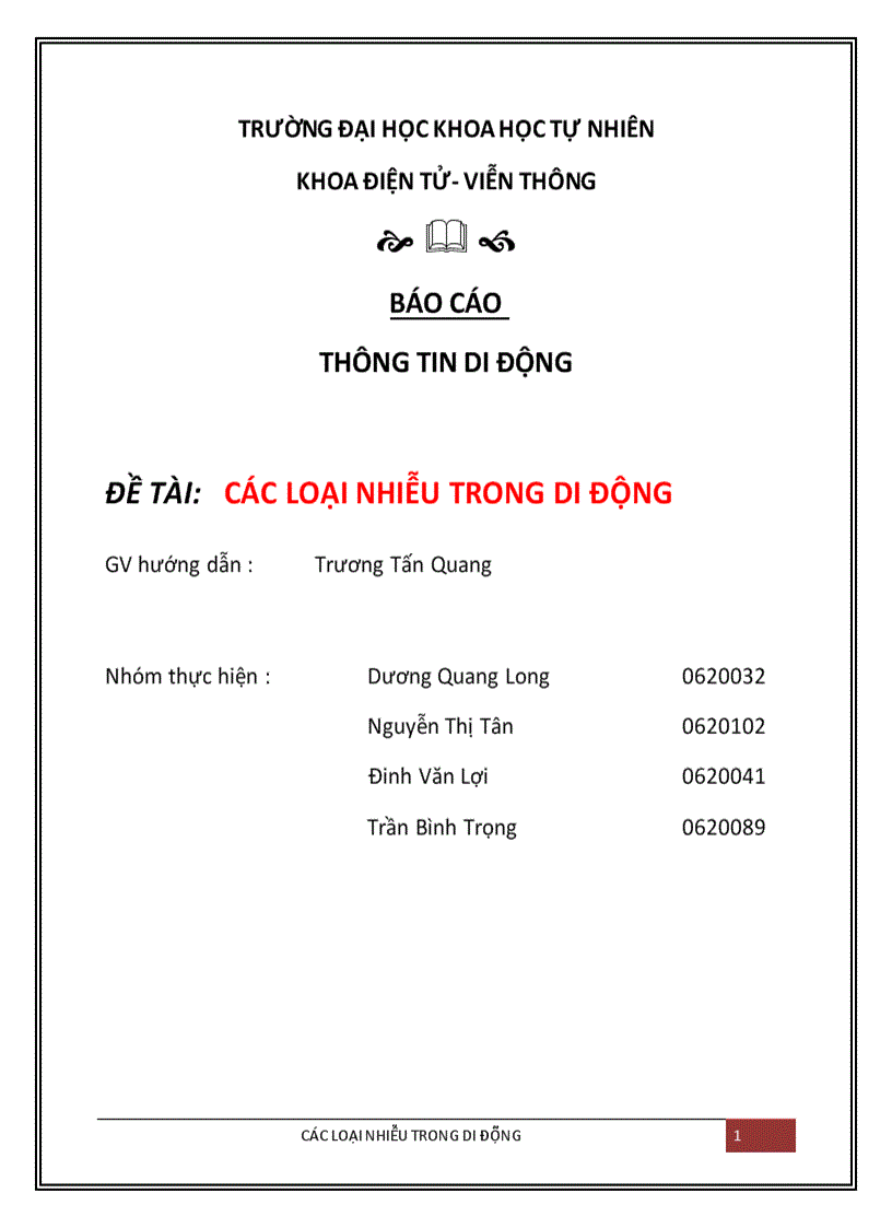 Các loại nhiễu trong di động