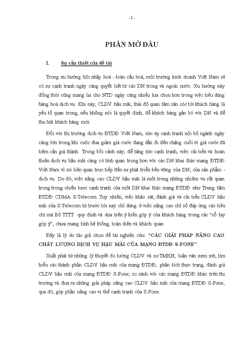 Các giải pháp nâng cao chất lượng dịch vụ hậu mãi của mạng đtdđ s fone