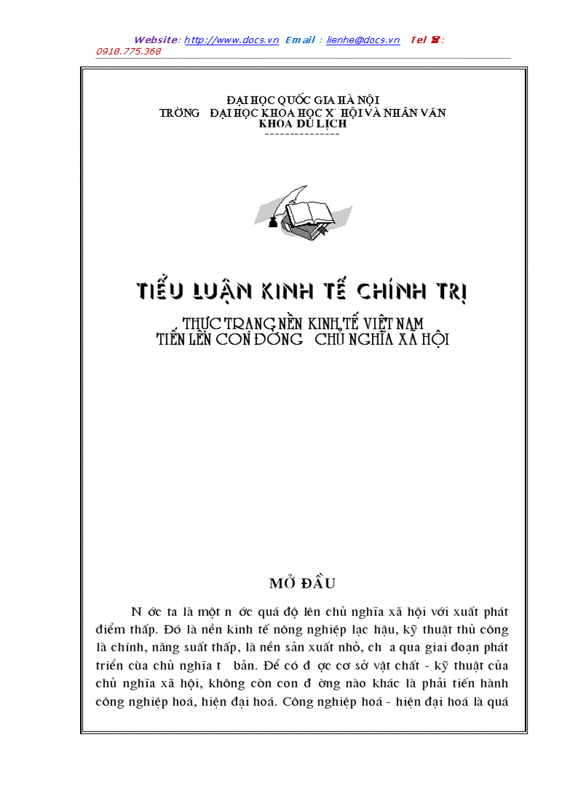 Thực trạng nền kinh tế việt nam tiến lên con đường chủ nghĩa xã hội