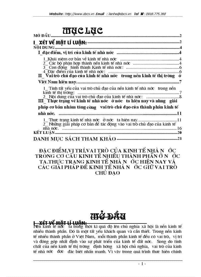 Đặc điểm vai trò vị trí của kinh tế nhà nước trong kinh tế nhiều thành phần ở nước ta thực trạng và giải pháp