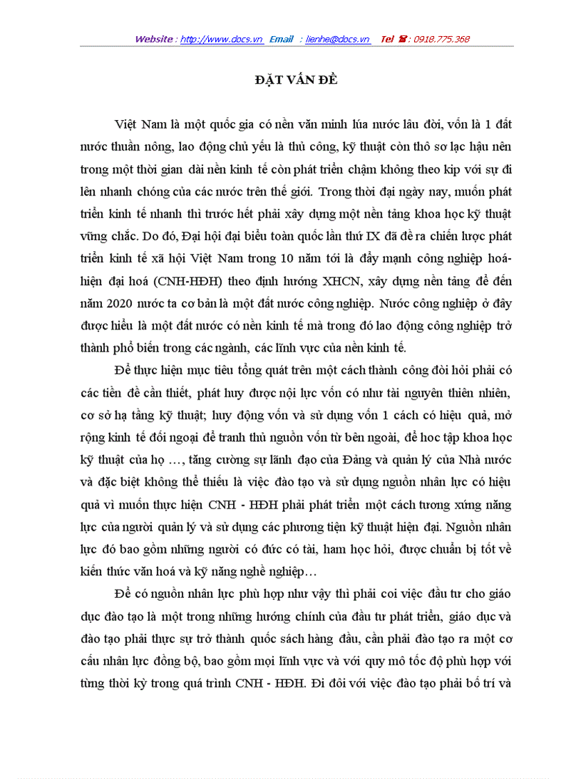 Giải pháp để nâng cao hiệu quả của đào tạo và sử dụng nguồn nhân lực phục vụ cho sự nghiệp CNH HĐH ở Việt Nam