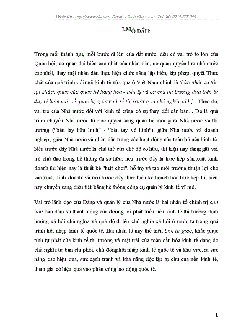 Vai trò của nhà nước trong quá trình hội nhập phát triển của VN