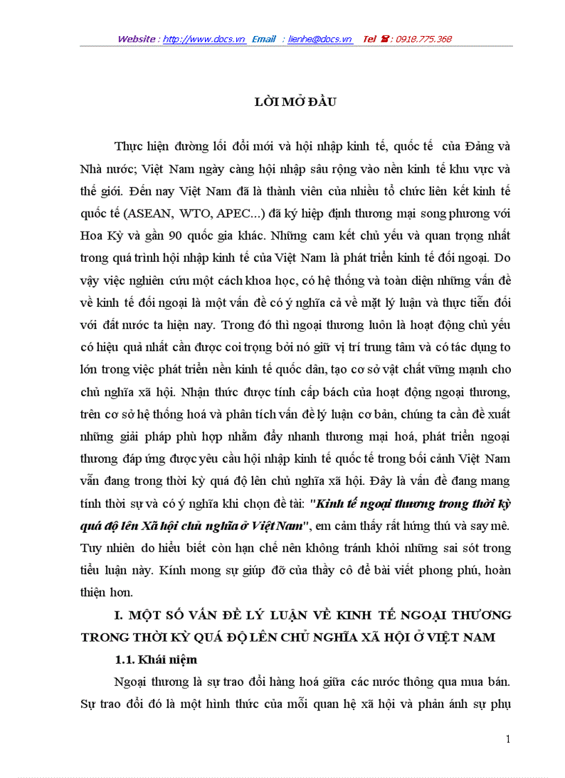 Kinh tế ngoại thương trong thời kỳ quá độ lên Xã hội chủ nghĩa ở Việt Nam