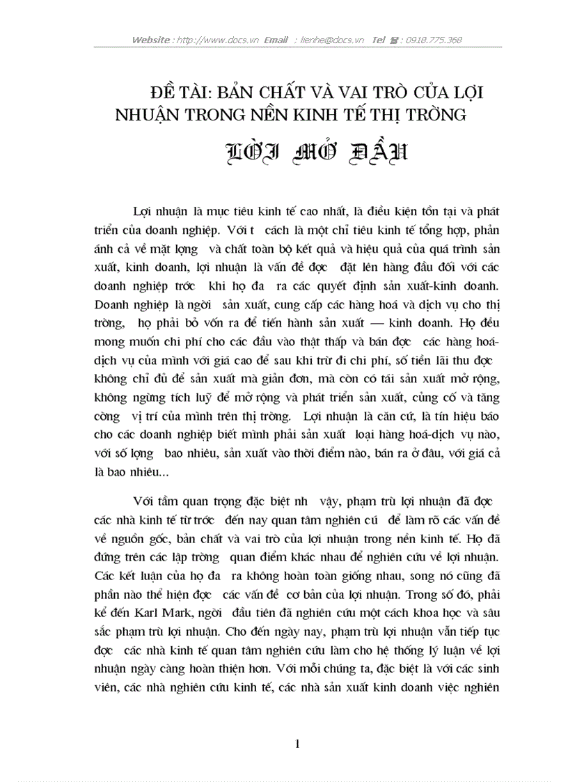 Bản chất và vai trò của lợi nhuận trong nền kinh tế thị trường