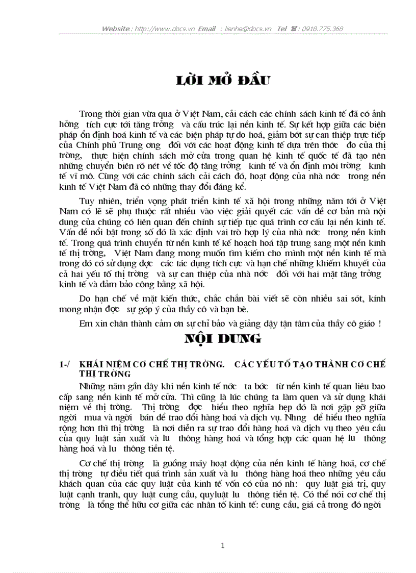 Ptích nội dung cơ chế thị trường có sự quản lý của NN theo định hướng XHCN ở VN