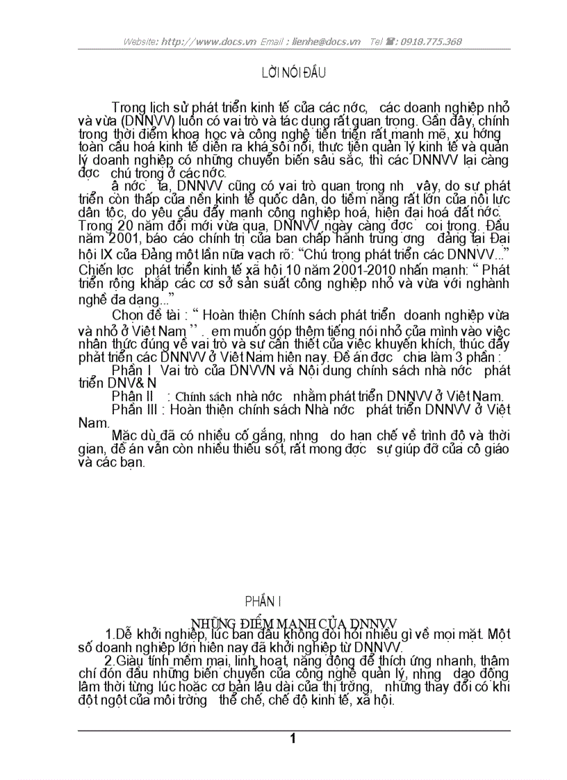 Hoàn thiện Chính sách nhà nước nhằm phát triển DNV N ở VN