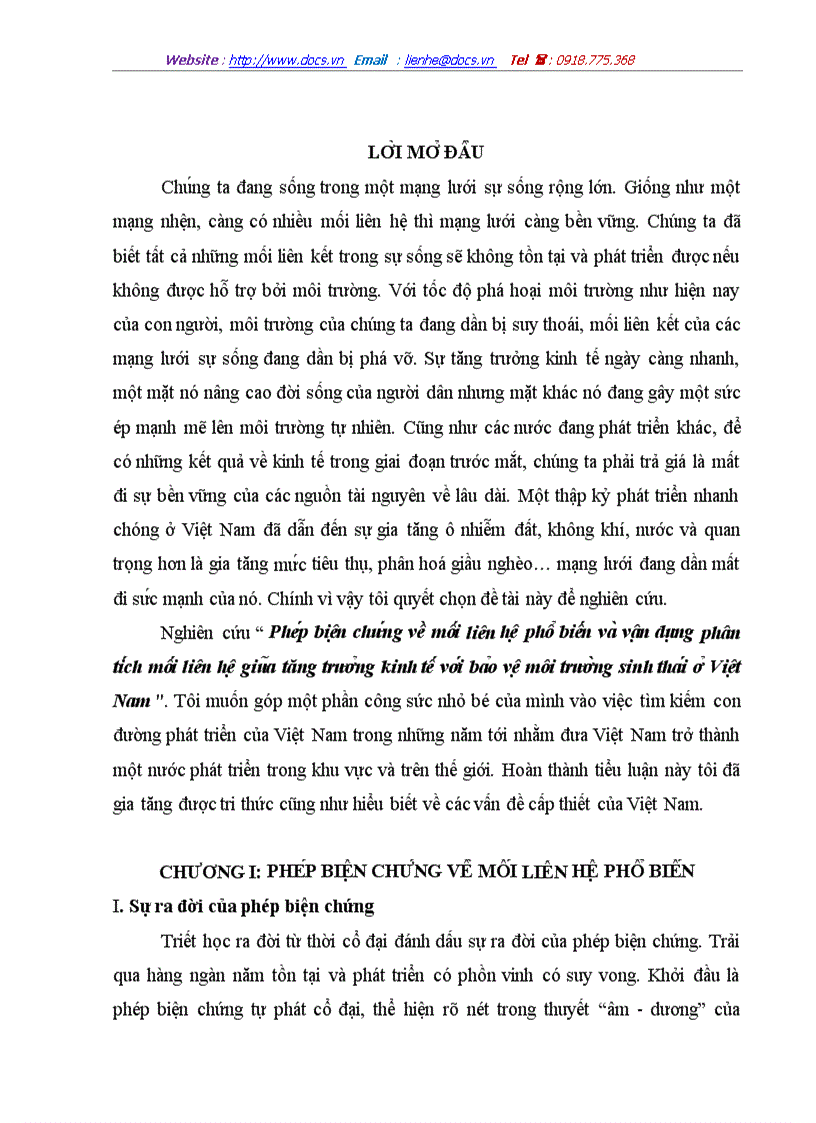 Phe p biê n chư ng vê mô i liên hê phô biê n va vâ n du ng phân ti ch mô i liên hê giư a tăng trươ ng kinh tê vơ i ba o vê môi trươ ng