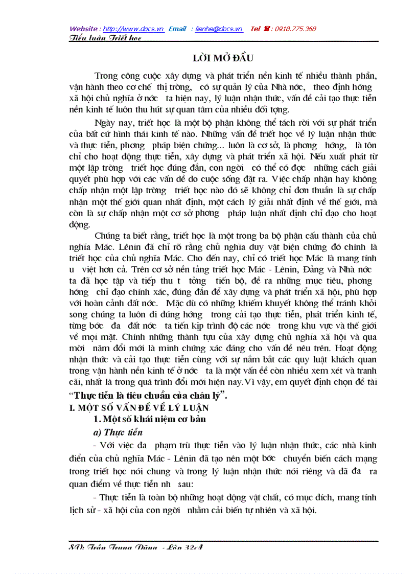 Thực tiễn là tiêu chuẩn của chân lý