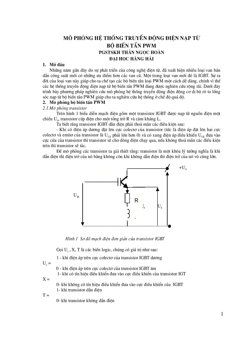 Mô phỏng hệ thống truyền động điện nạp từ bộ biến tần PWM