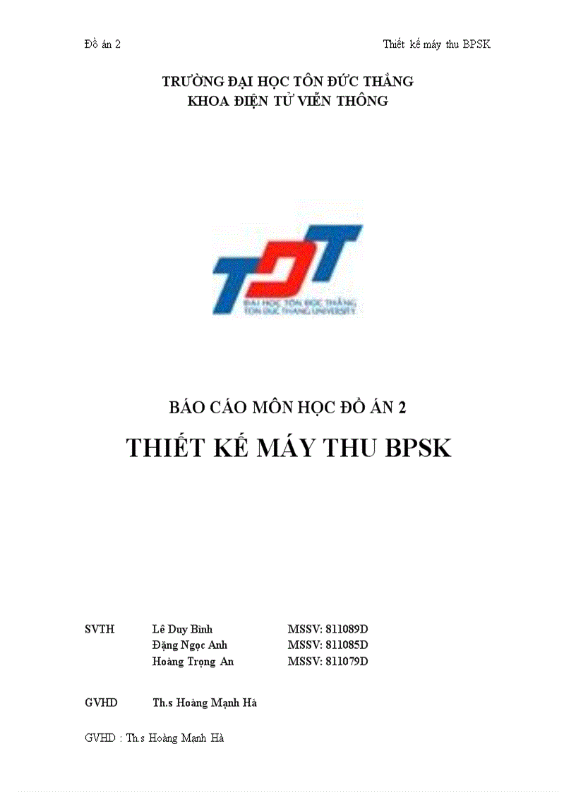 Thiết kế máy thu bpsk