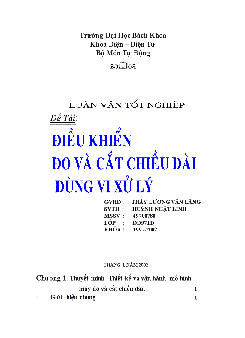 Điều khiển đo và cắt chiều dài dùng vi xử lý